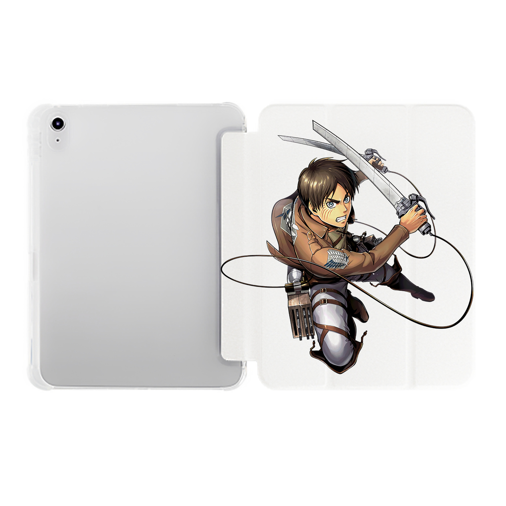 （画像用） 進撃の巨人 エレン･イェーガー Attack on Titan Eren Jäger IPad ケース ペン収納付き 三つ折りスタンド PUレザー×シリコン 対応機種9.5/10.5/10.9インチ